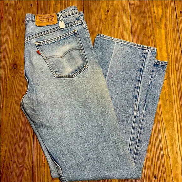Levi's Denim - UNISEX TRUE VINTAGE DISTRESSED DENIM STRAIGHT LEG LEVIS JEANS - 32 Orange Label